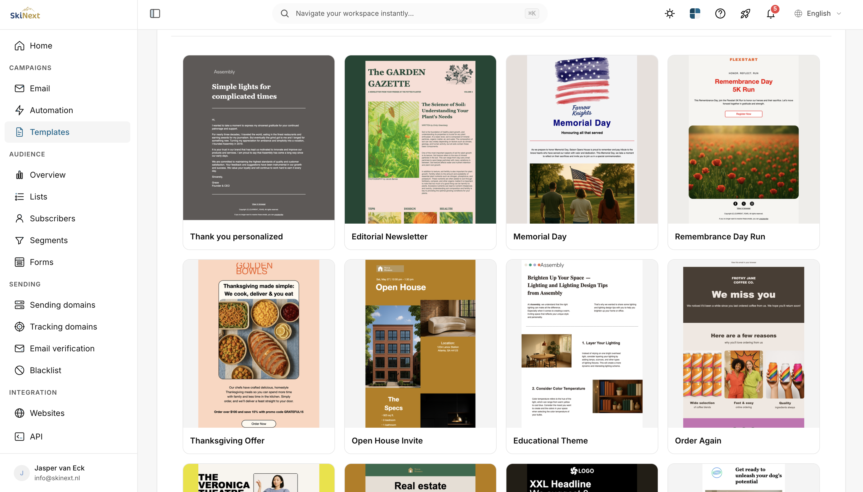 SkiNext Mailing visuele e-maileditor